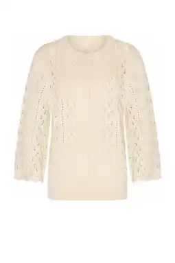 Wehkamp CLAUDIA BY CLAUDIA STRÄTER gebreide trui ecru crochet aanbieding
