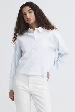 Wehkamp ICHI blouse met krijtstreep lichtblauw aanbieding