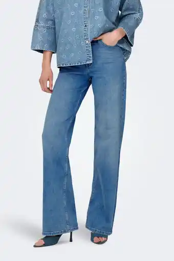 Wehkamp ONLY highwaist wide leg jeans medium blue denim aanbieding