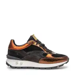 Wehkamp Floris van Bommel Blokki 04.21 leren sneakers donkerbruin/oranje aanbieding