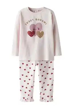 Wehkamp NAME IT MINI pyjama met hartjes lichtroze aanbieding