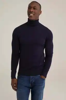 Wehkamp WE Fashion coltrui fijn gebreid donkerblauw aanbieding