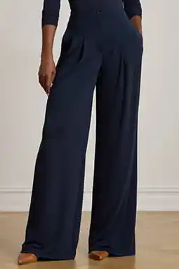 Wehkamp Lauren Ralph Lauren denim Wide leg regularwaist pantalon donkerblauw aanbieding