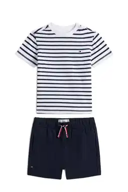 Wehkamp Tommy Hilfiger baby T-shirt + korte broek donkerblauw/wit aanbieding