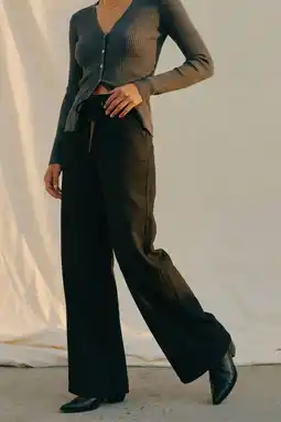 Wehkamp AWARE highwaist wide leg jeans - black denim aanbieding