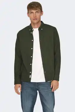 Wehkamp ONLY & SONS casual overhemd donkergroen aanbieding