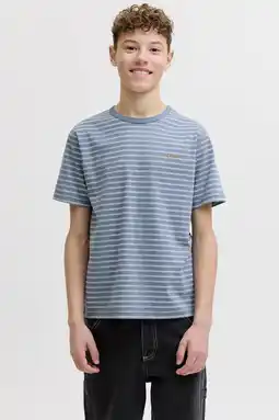 Wehkamp JACK & JONES JUNIOR gestreepte T-shirt blauw aanbieding
