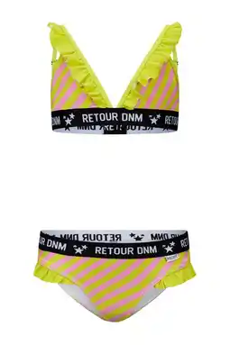Wehkamp Retour Jeans triangel bikini Reanna met ruches limegroen/roze aanbieding