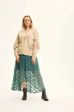 Wehkamp Anyday kanten maxi rok donkergroen aanbieding