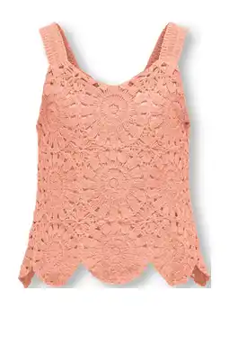 Wehkamp KIDS ONLY GIRL mouwloze top zalm gehaakt aanbieding