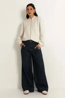 Wehkamp Claudia Sträter highwaist wide leg jeans dark blue denim aanbieding