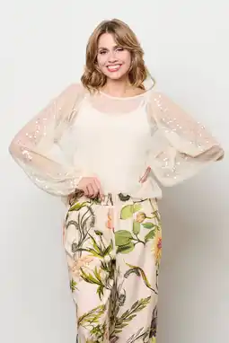 Wehkamp Co Woman blousetop ecru met pailletten aanbieding