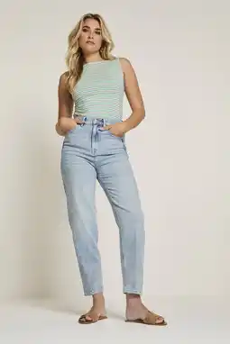 Wehkamp Para Mi Bibian highwaist regular fit jeans light blue denim aanbieding
