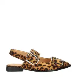 Wehkamp Nelson slingback loafers met panterprint cognac/zwart aanbieding