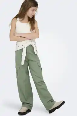 Wehkamp KIDS ONLY GIRL straight fit cargobroek KOGYARROW-VOX zachtgroen aanbieding