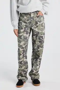 Wehkamp America Today highwaist camouflage wide leg jeans groen aanbieding