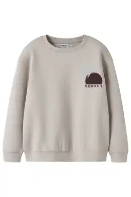 Wehkamp NAME IT KIDS sweater met backprint grijsbruin aanbieding