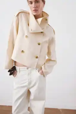 Wehkamp Mango trenchcoat met linnen ecru aanbieding
