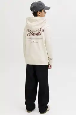 Wehkamp JACK & JONES JUNIOR hoodie met backprint ecru aanbieding