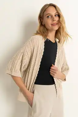 Wehkamp Claudia Sträter gebreid vest beige crochet aanbieding