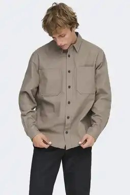 Wehkamp ONLY & SONS loose casual overhemd taupe aanbieding