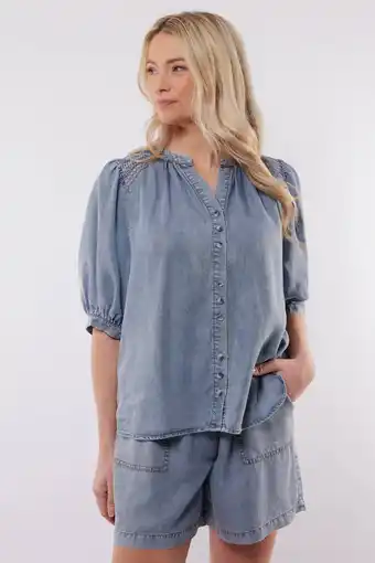 Wehkamp CS the Label blouse medium blue denim aanbieding