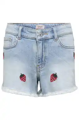 Wehkamp KIDS ONLY GIRL straight casual short light blue denim aanbieding