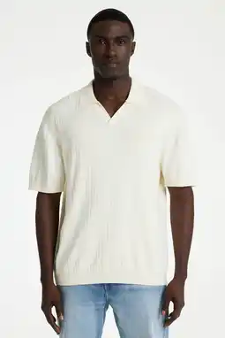 Wehkamp CHASIN' regular polo ecru rib gebreid aanbieding