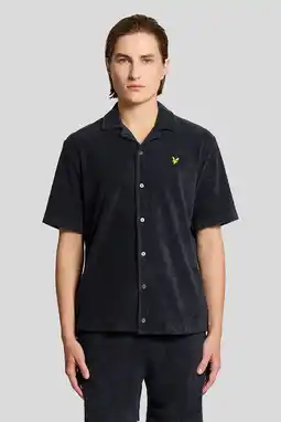 Wehkamp Lyle & Scott badstof relaxed casual overhemd donkerblauw aanbieding