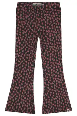 Wehkamp Stains&Stories flared casual broek met hartjes zwart aanbieding