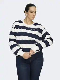 Wehkamp ONLY CARMAKOMA gestreepte sweater ecru aanbieding