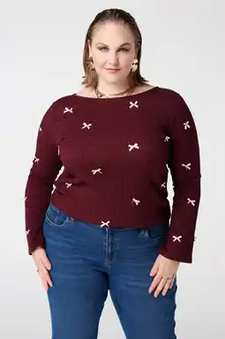 Wehkamp MS Mode top donkerrood flared mouwen aanbieding