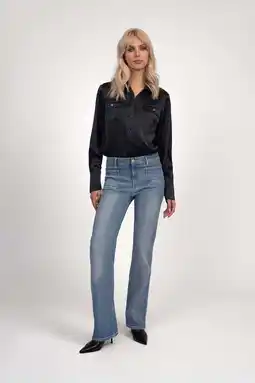 Wehkamp Fifth House flared jeans medium blue denim aanbieding