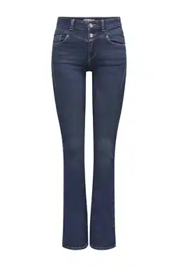 Wehkamp ONLY regularwaist flared jeans dark blue denim aanbieding