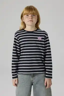 Wehkamp NAME IT KIDS gestreepte longsleeve donkerblauw aanbieding