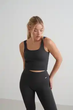 Wehkamp Aim'n rib sporttop Seamless donkergrijs aanbieding