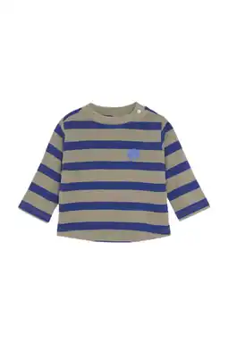 Wehkamp Noppies baby gestreepte longsleeve grijs/blauw fijn gebreid aanbieding