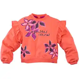 Wehkamp Z8 kids sweater Zumra met ruches koraal/violet aanbieding