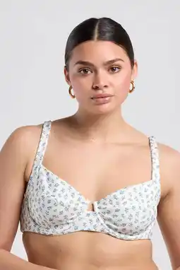 Wehkamp America Today niet-voorgevormde beugel bikinitop Agnes ecru/lichtblauw aanbieding