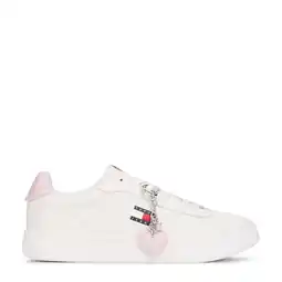 Wehkamp Tommy Jeans leren sneakers ecru/lichtroze aanbieding