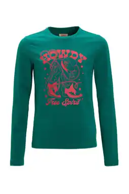 Wehkamp Orange Stars longsleeve met printopdruk petrol aanbieding