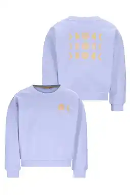 Wehkamp Like Flo sweater met backprint lichtblauw aanbieding