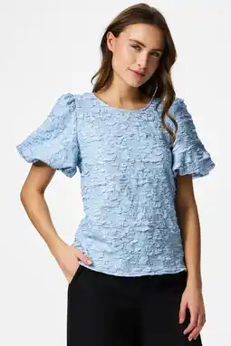 Wehkamp PIECES top met textuur lichtblauw aanbieding