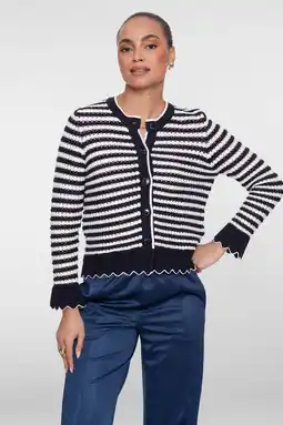 Wehkamp Geisha gestreepte gebreid vest blauw aanbieding
