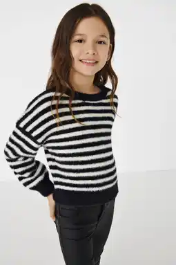 Wehkamp KIDS ONLY GIRL gestreepte trui KOGNEWPIUMO zwart/wit aanbieding
