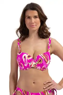 Wehkamp Cyell voorgevormde beugel bikinitop roze/beige aanbieding