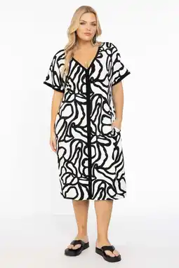Wehkamp YOEK jurk met all over print zwart/wit aanbieding