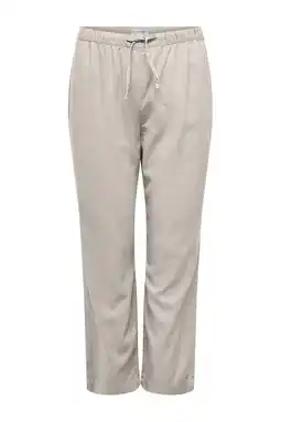 Wehkamp ONLY CARMAKOMA linnen highwaist straight broek zand aanbieding