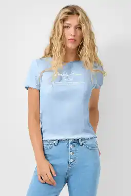 Wehkamp QS T-shirt lichtblauw rib gebreid aanbieding