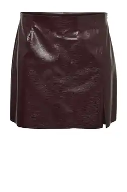 Wehkamp VERO MODA CURVE imitatieleren korte rok donkerrood aanbieding
